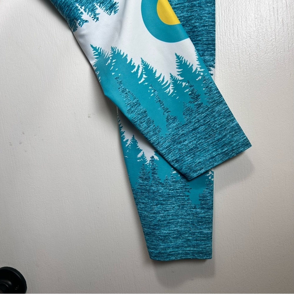 Aksels Colorado Flag Leggings Teal Forest Print Size L - Picture 3 of 7